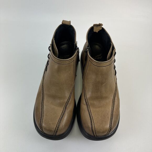 Dansko Vintage Platform Bootie Brown Tan Leather Laces Side Zip Womens 37 US 6.5 - Picture 4 of 14